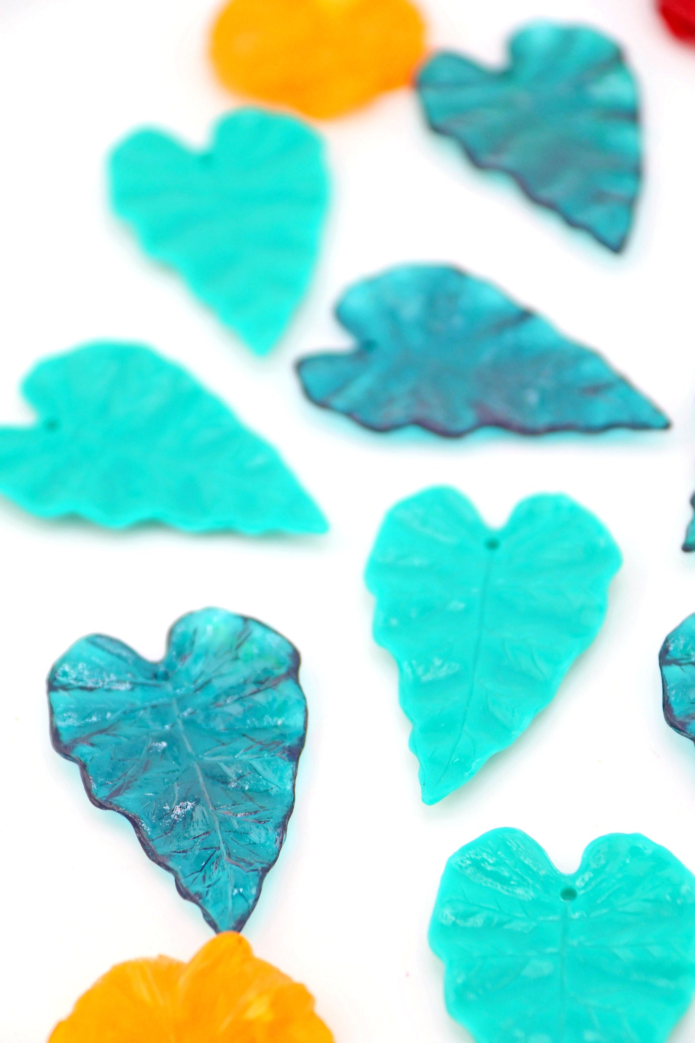 Green Philodendron Leaves, German Resin Charms, 50mm, 1 Pendant for DIY crazy plant lady jewelry