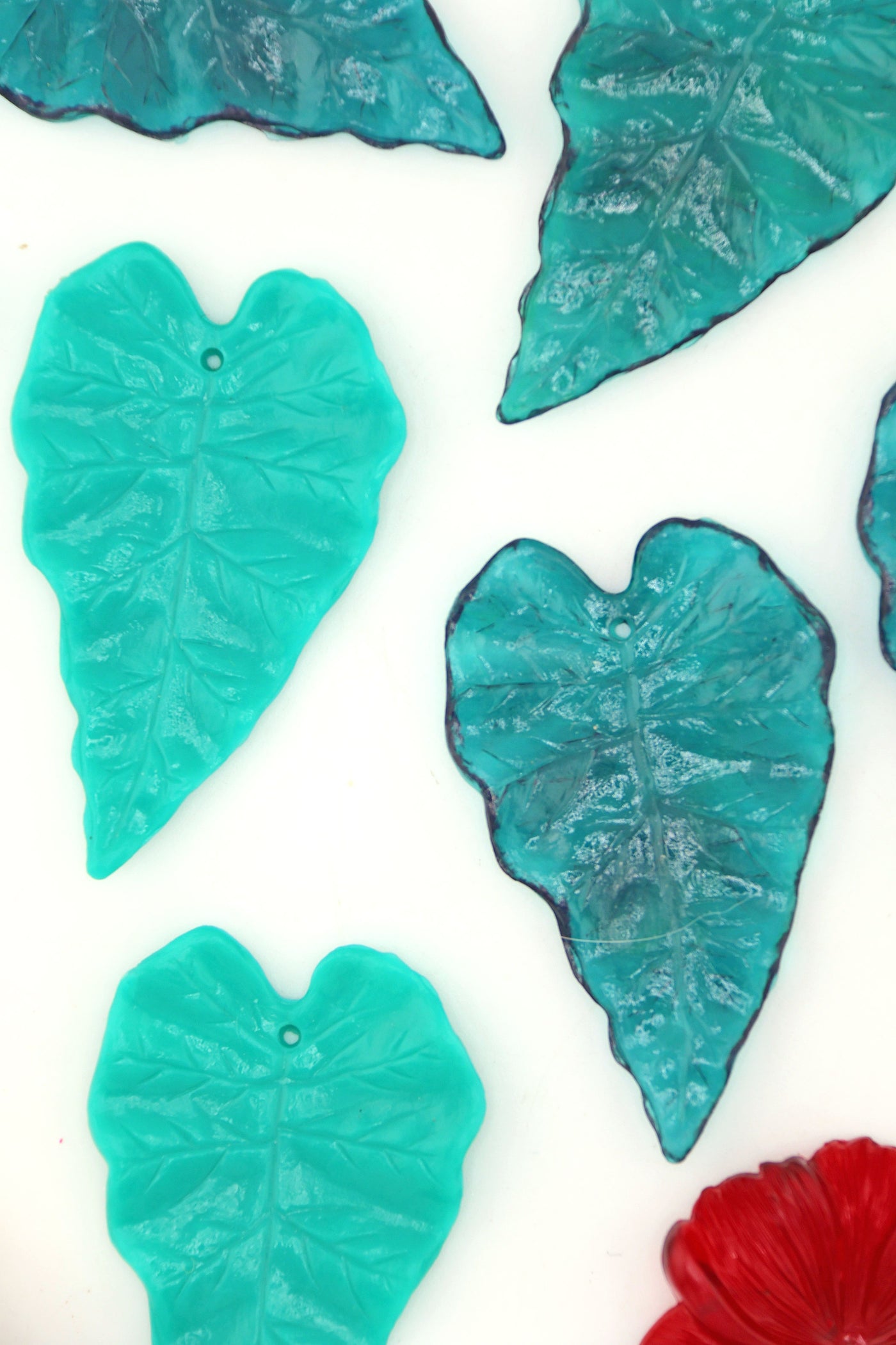 Green Philodendron Leaves, German Resin Charms, 50mm, 1 Pendant for DIY crazy plant lady jewelry