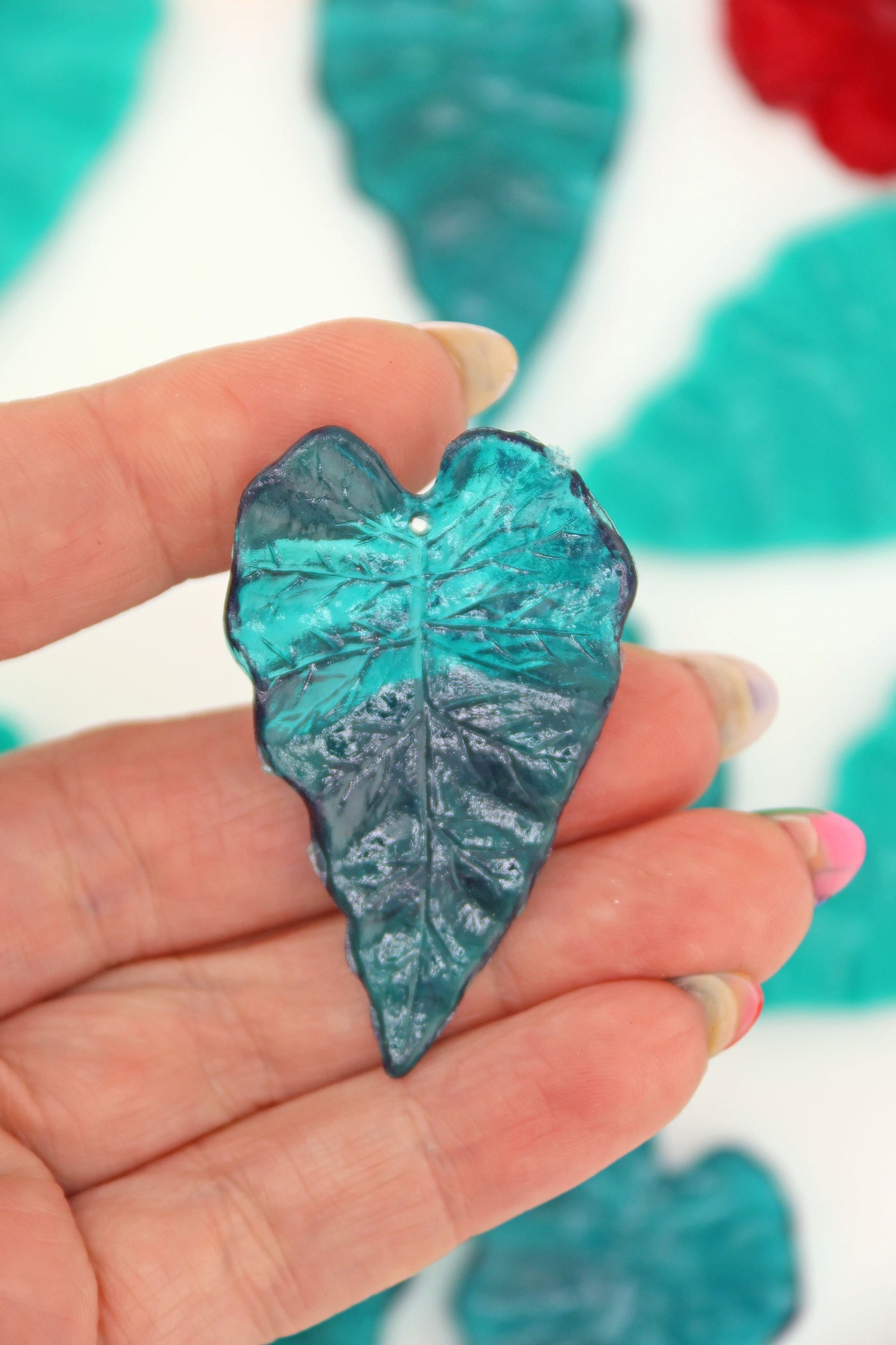 Green Philodendron Leaves, German Resin Charms, 50mm, 1 Pendant for DIY crazy plant lady jewelry