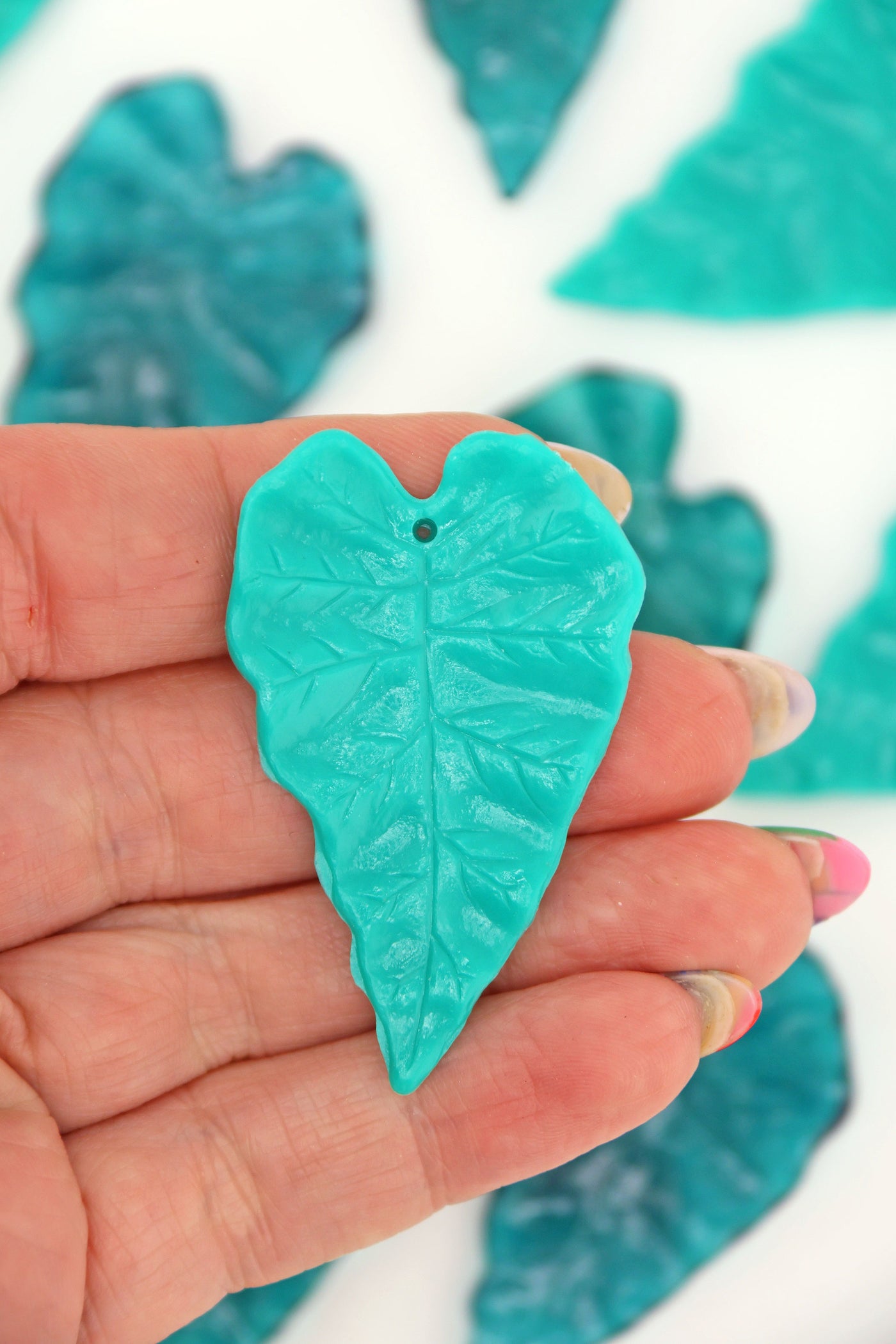 Green Philodendron Leaves, German Resin Charms, 50mm, 1 Pendant for DIY crazy plant lady jewelry