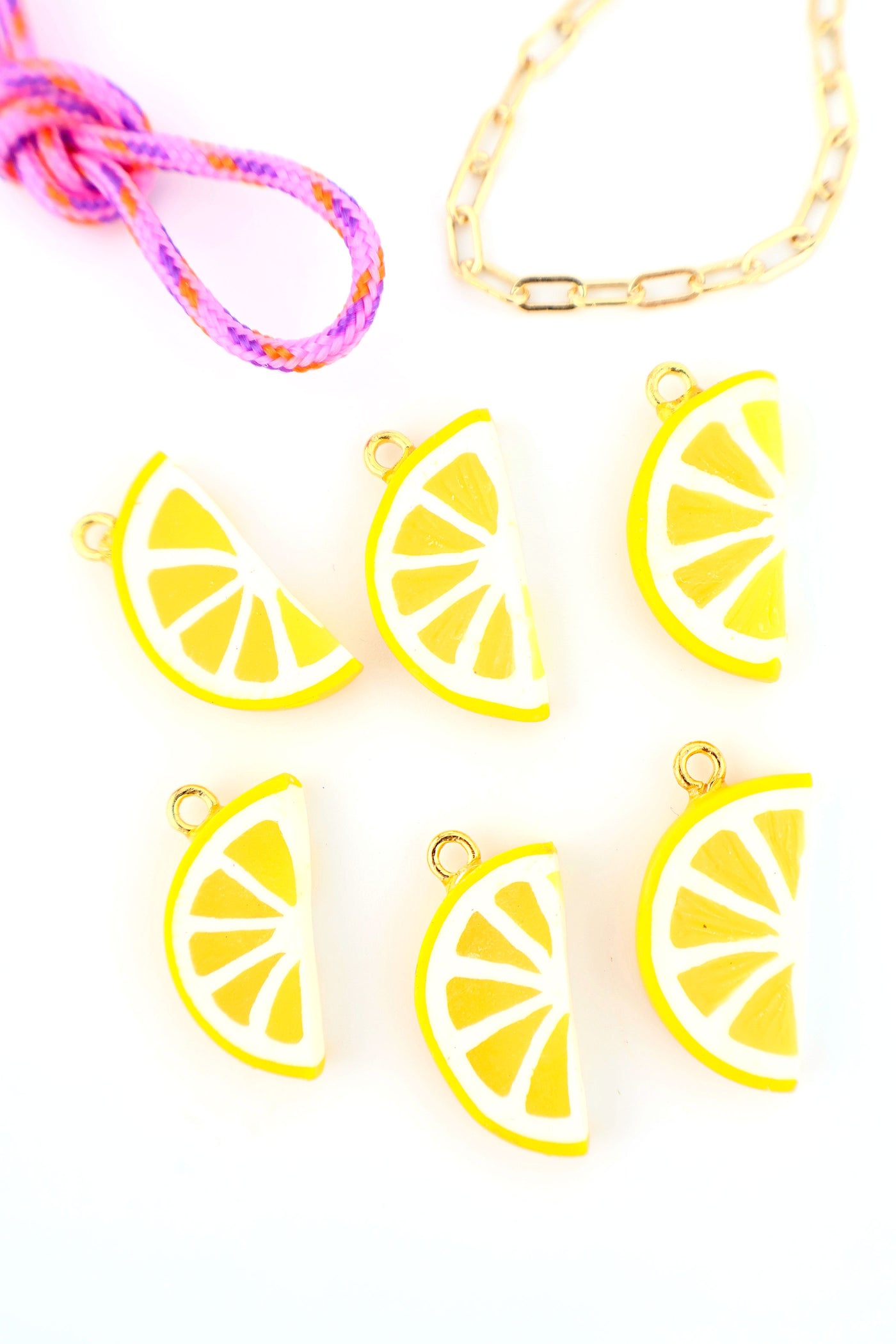 Lemon Slice Charm, Artisan-Made Polymer Clay Food Pendant for making food inspired charm necklaces