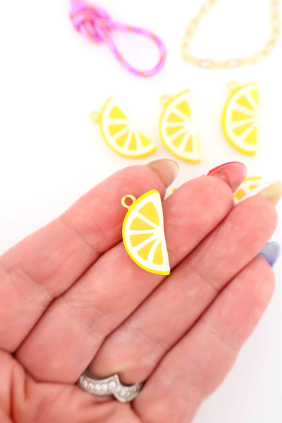 Lemon Slice Charm, Artisan-Made Polymer Clay Food Pendant for making food inspired charm necklaces