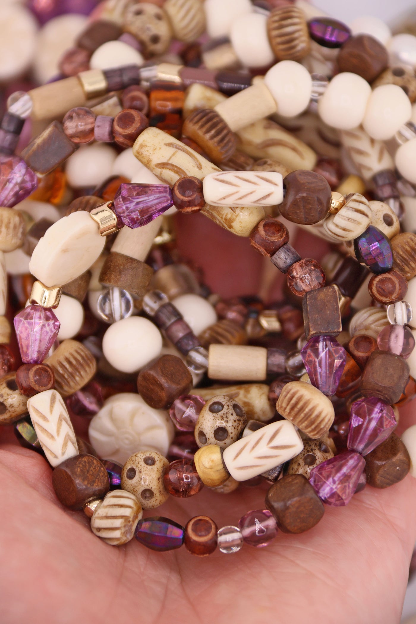 Lilac Canyon Deluxe DIY Bracelet Kit: Acrylic Bamboo Beads, Pearls, Czech Glass, Make 15+ Bracelets