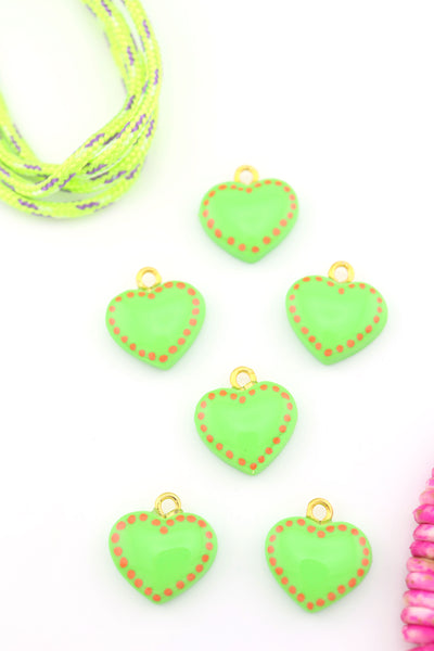 Lime Green Heart Polymer Clay Charm, 15mm, 1 Sigfus Designs Pendant