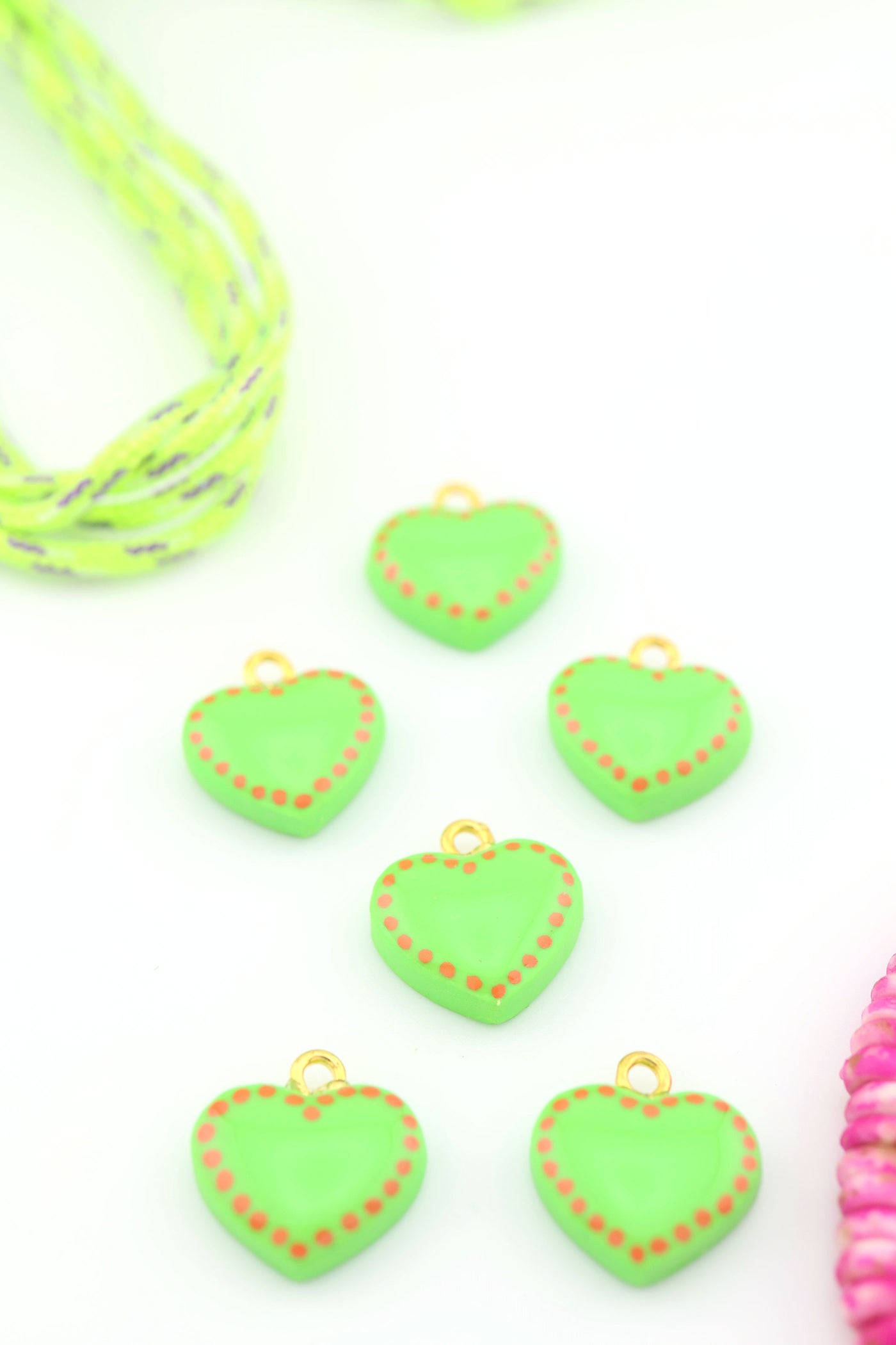 Lime Green Heart Polymer Clay Charm, 15mm, 1 Sigfus Designs Pendant