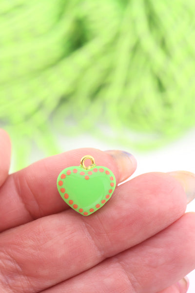 Lime Green Heart Polymer Clay Charm, 15mm, 1 Sigfus Designs Pendant