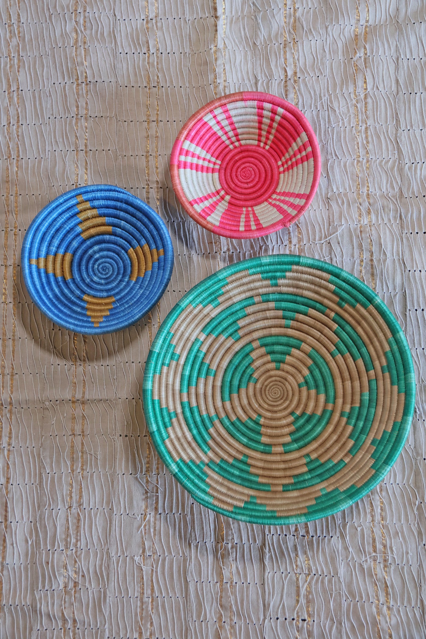 Lizzie African Basket Collection, Teal, Pink, Blue, from Rwanda, Our socially responsible baskets 