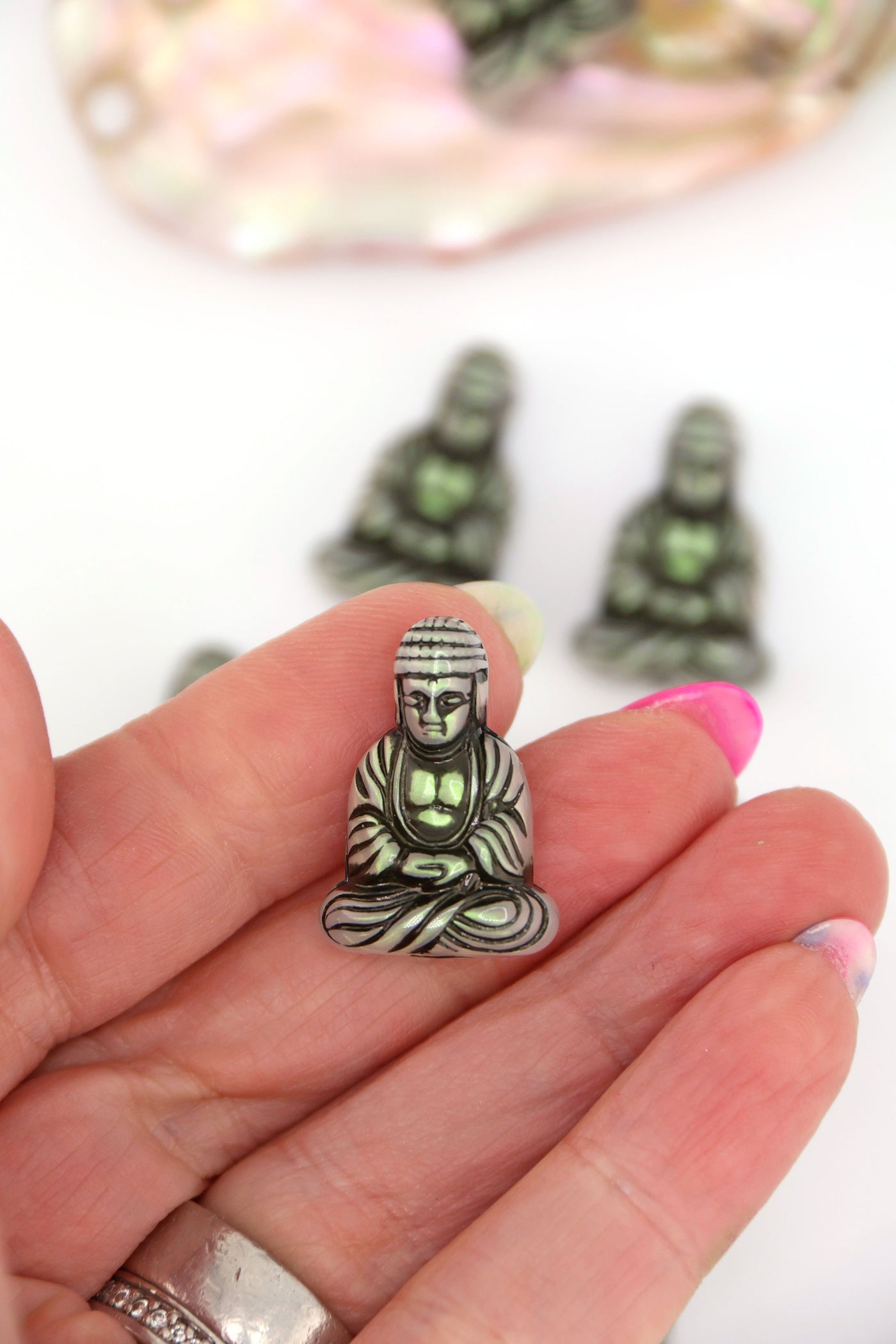 German Resin Buddha Charms, 1" Pendant Beads