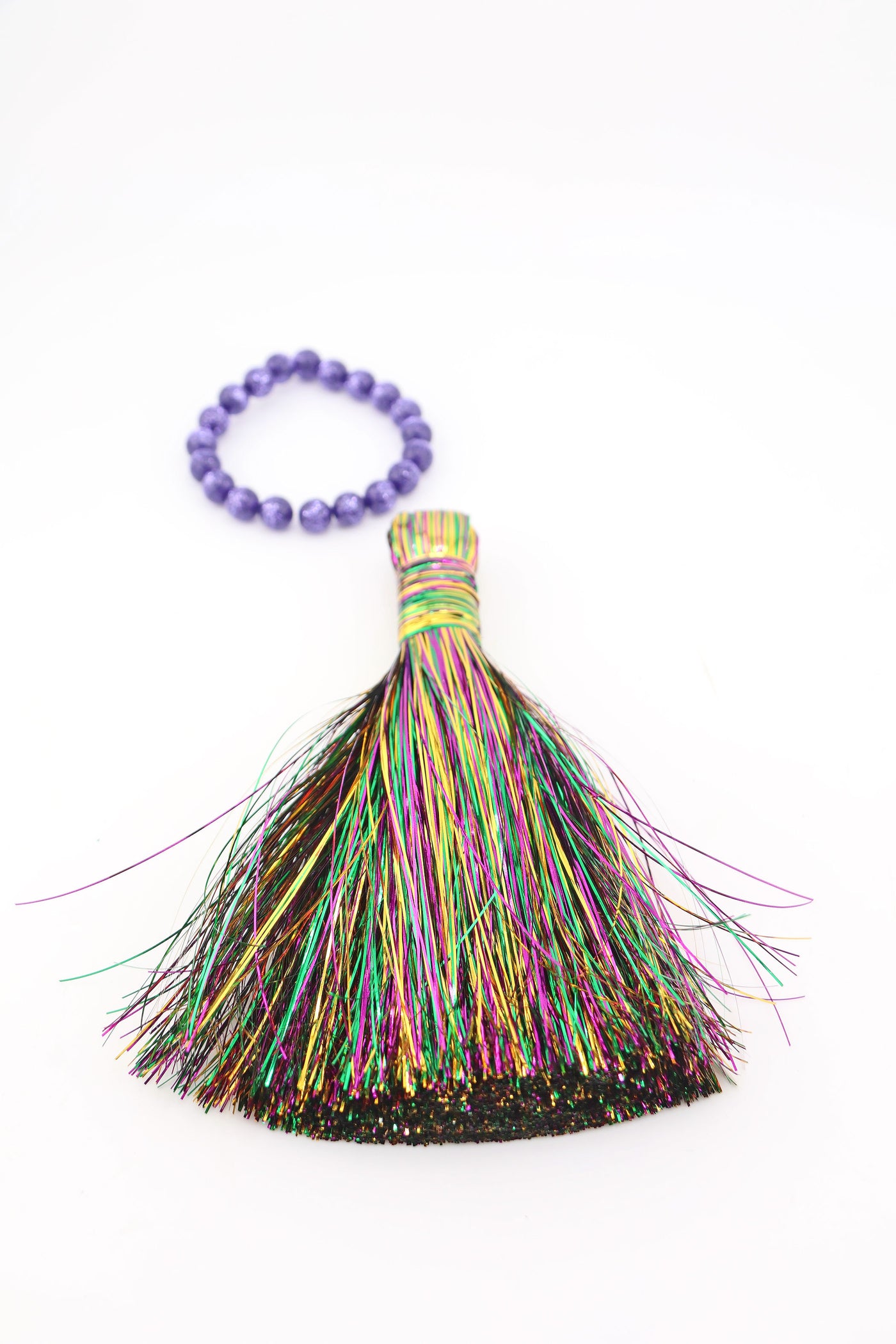 Jumbo Majorette Mardi Gras Tinsel Tassels, 5.5" Metallic Boot Tassels