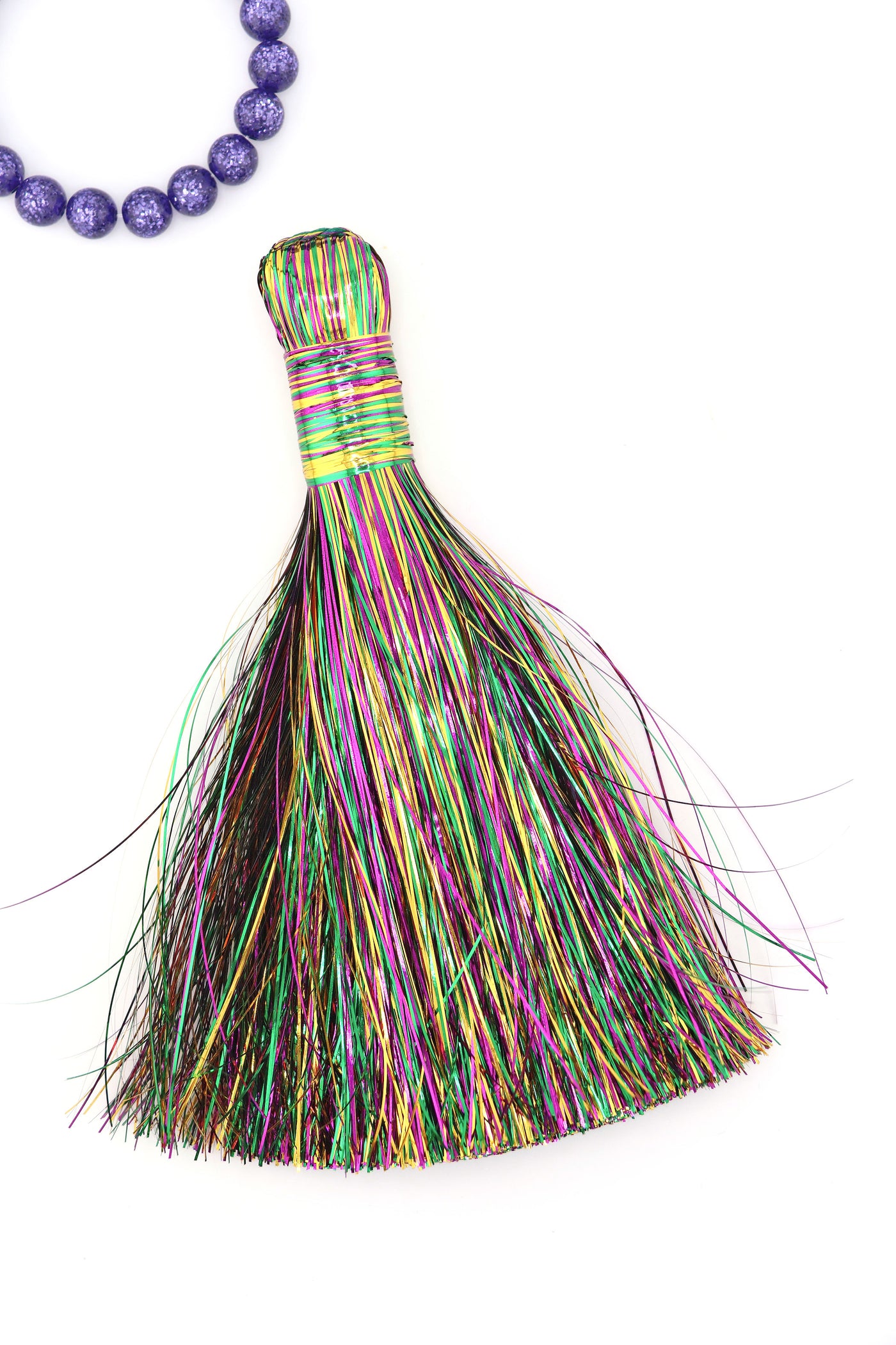 Jumbo Majorette Mardi Gras Tinsel Tassels, 5.5" Metallic Boot Tassels