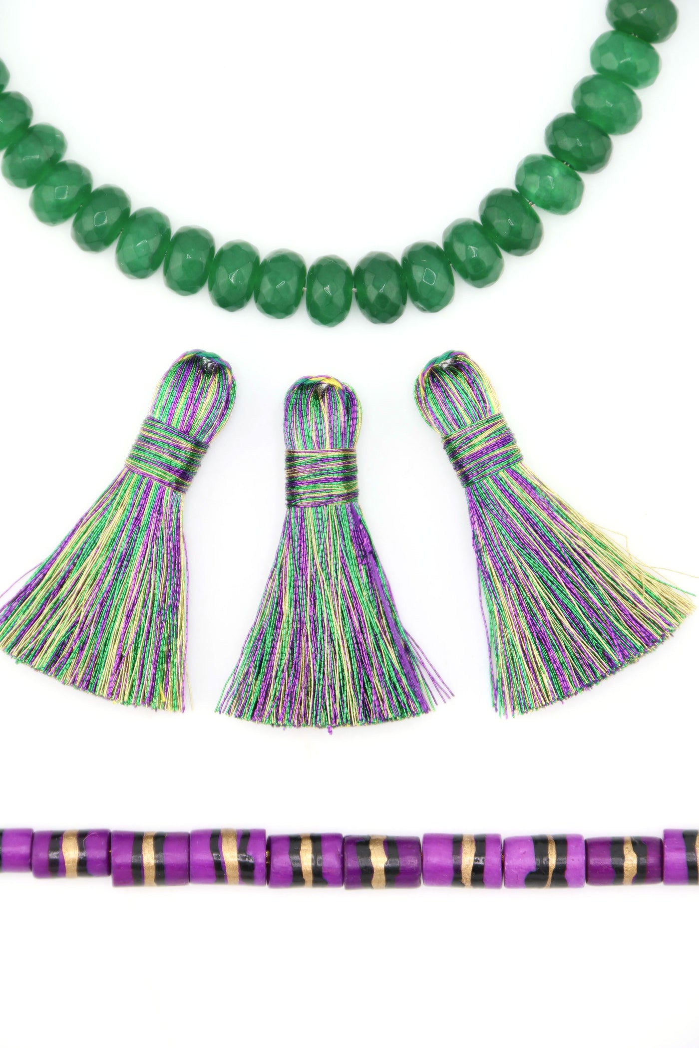  Metallic Mardi Gras Tassels: 1.25" Handmade Tassels for DIY Jewelry