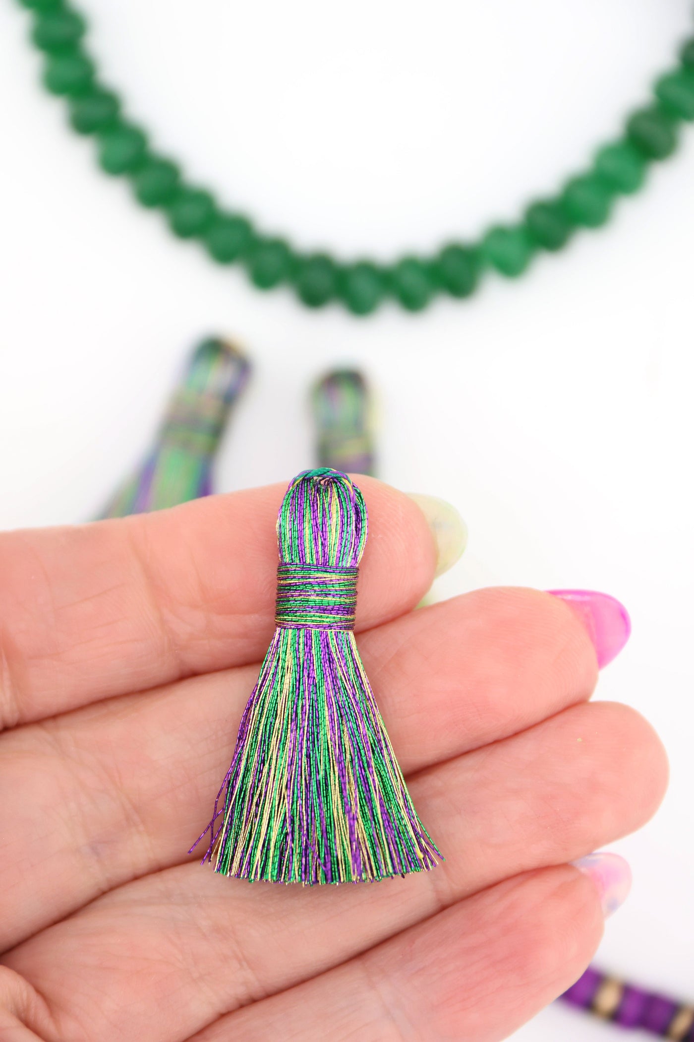 Metallic Mardi Gras Tassels: 1.25" Handmade Tassels for DIY Jewelry