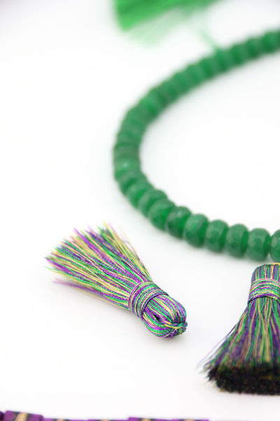 Metallic Mardi Gras Tassels: 1.25" Handmade Tassels for DIY Jewelry