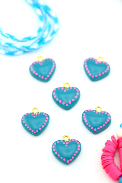 Marine Blue Heart Polymer Clay Charm, 15mm, 1 Handmade Sigfus Designs Pendant