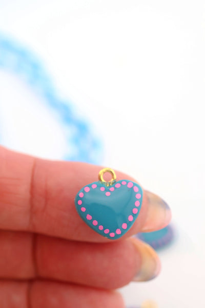 Marine Blue Heart Polymer Clay Charm, 15mm, 1 Handmade Sigfus Designs Pendant