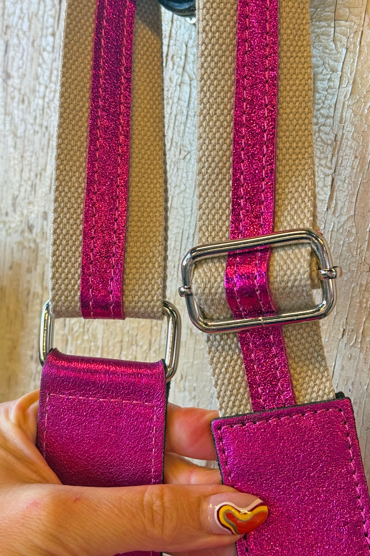 Metallic Fuchsia Crossbody Italian Leather Bum Bag, Genuine Leather