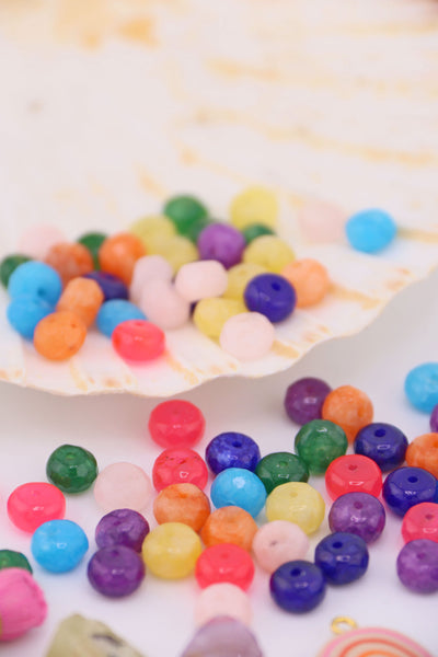 Colorful selection of beads in a large shell, for making DIY colorblock necklace