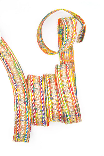 Colorful rainbow ombre trim ribbon from India, for crafting