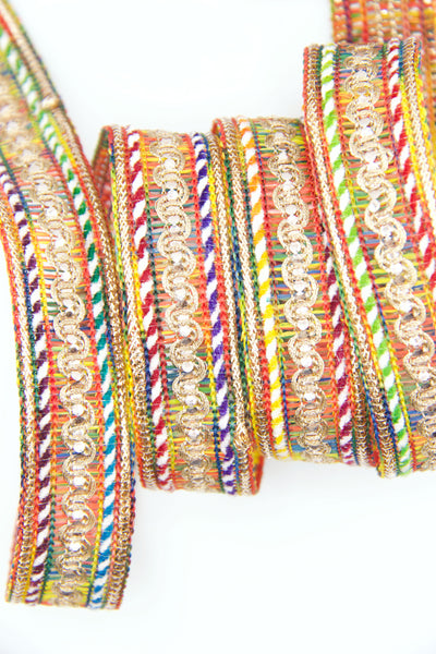 Multi Metallic Rainbow Sparkly Woven Ribbon, 7/8"  wide