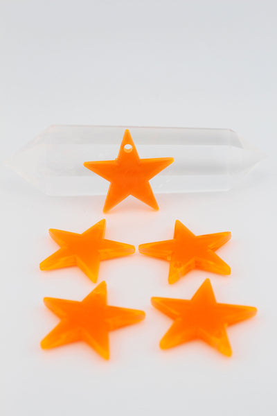 Neon Orange German Star Charms, 31mm, 1 Bead