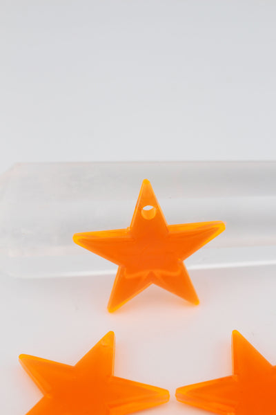 Neon Orange German Star Charms, 31mm, 1 Bead