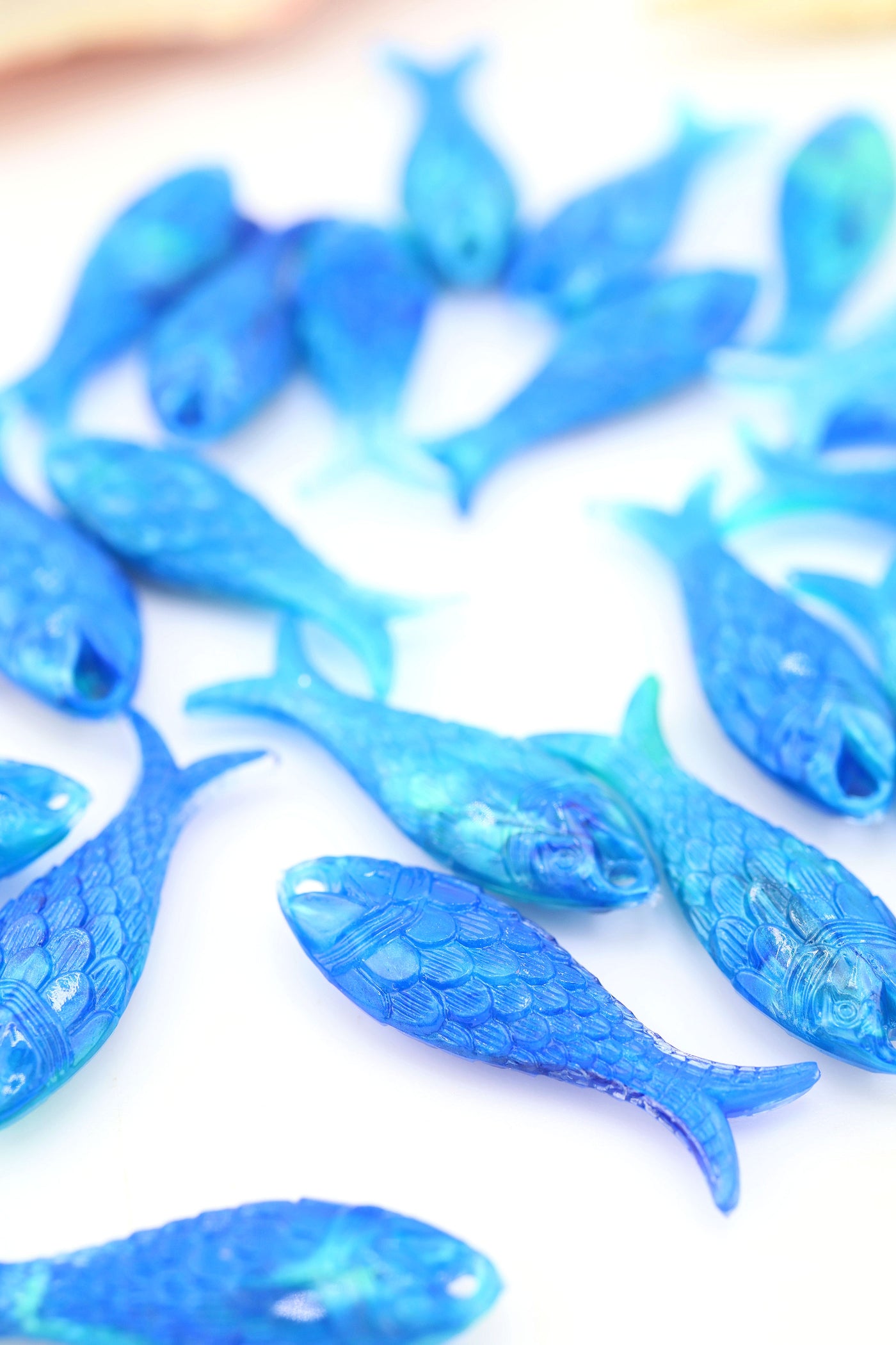 Ocean Blue Fish Charm, German Resin, 27mm, 1 Pendant for DIY Fisherman Aesthetic Jewelry