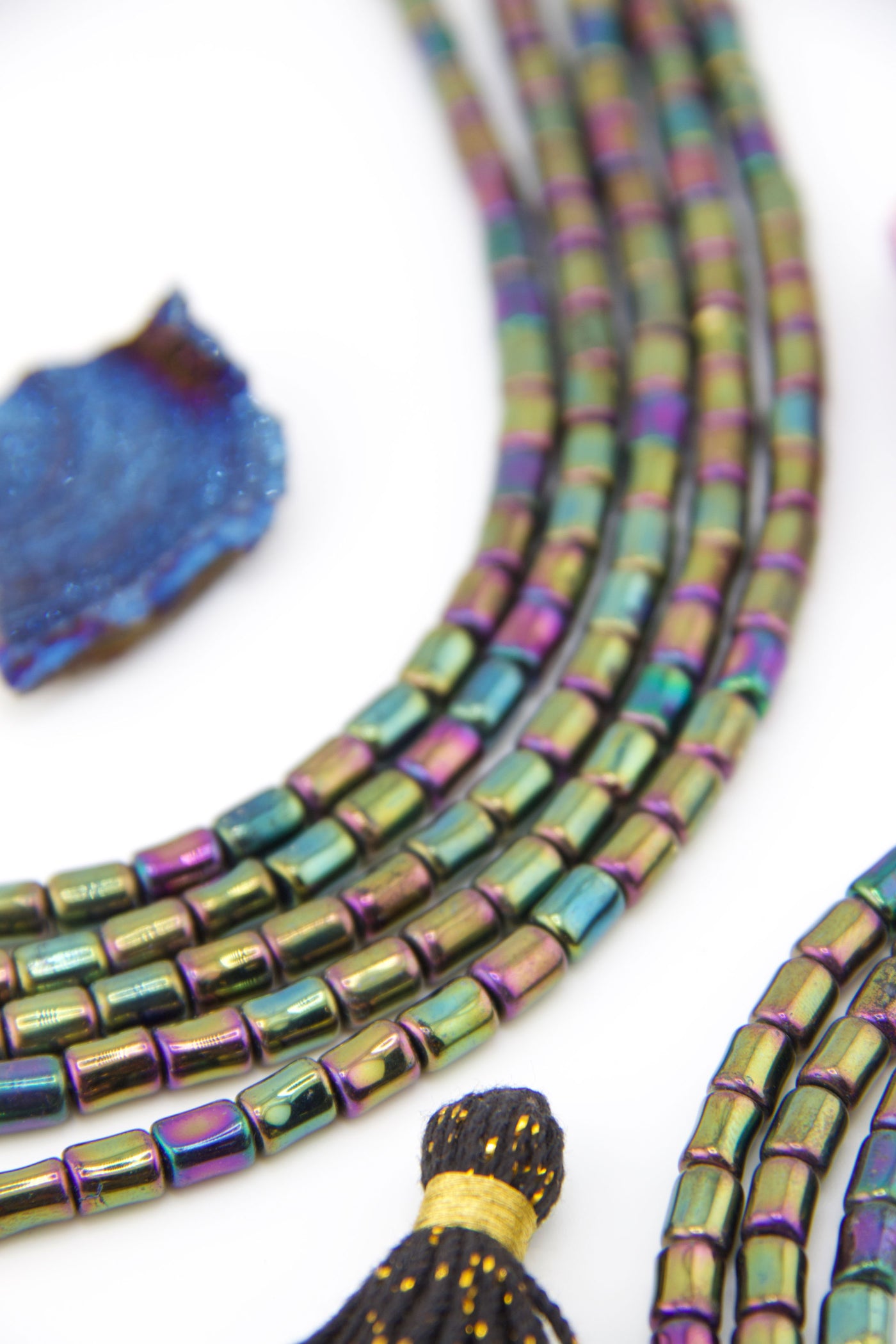 Oil Slick Czech Glass Tube Beads, 5x7mm Beads for DIY Friendship Bracelets, Easy DIYJewelry