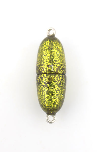 Glittery Olive Green Italian Resin Magnetic Clasp, 30x12mm, 1 pc.