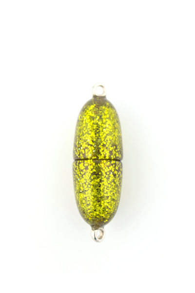  Glittery Olive Green Italian Resin Magnetic Clasp, 30x12mm, 1 pc.