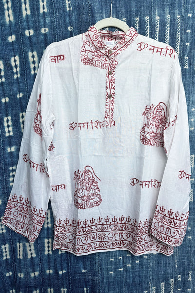 Om Shirt: Laid Back Boho, Traveler Wanderlust Style, Rayon Block Printed Hippie Shirt from India