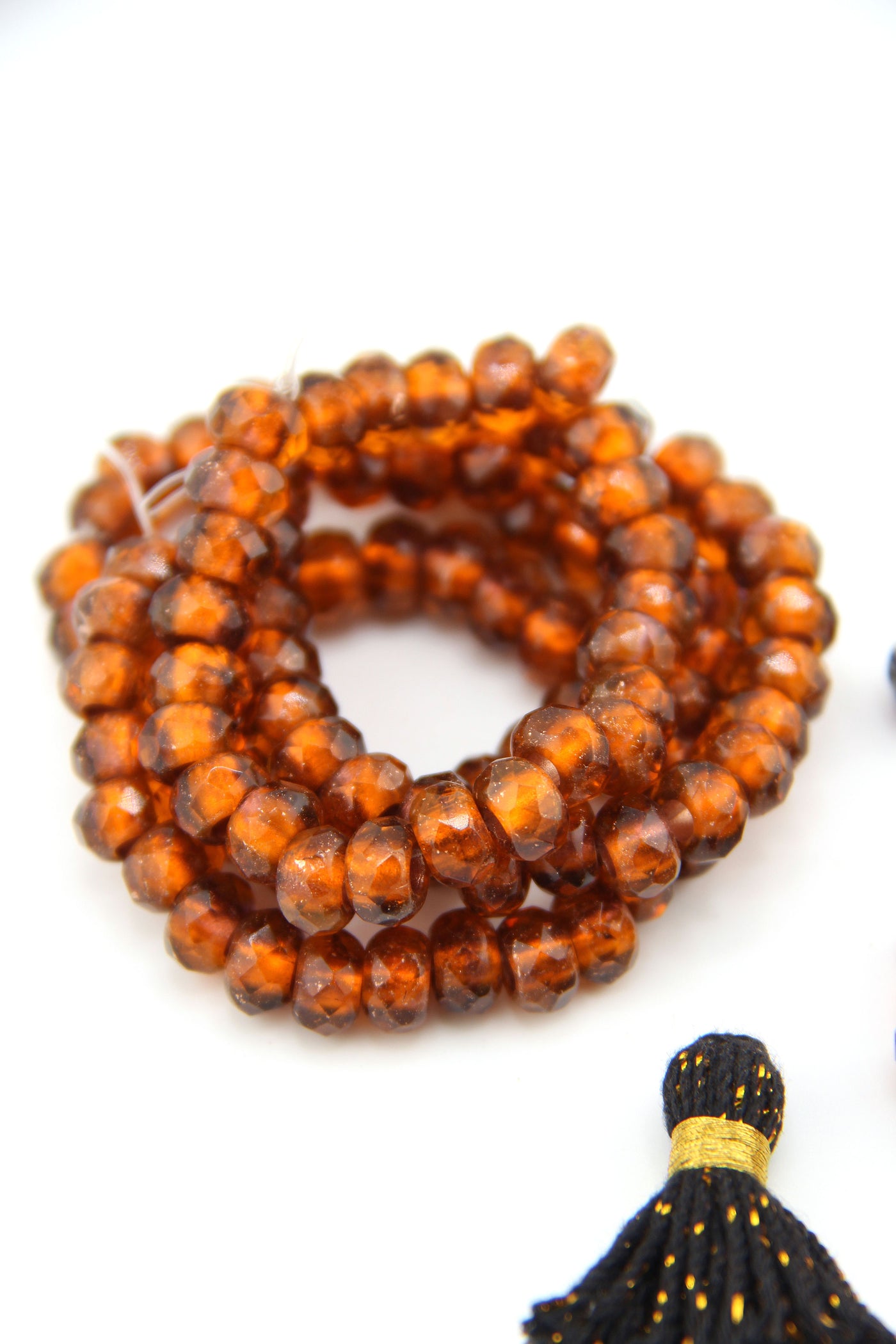 Orange Czech Glass with Copper Lining, 9x6mm, 25 Large Hole Beads