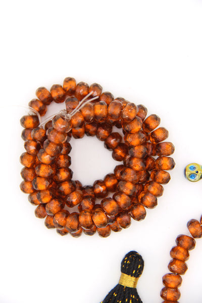 Orange Czech Glass with Copper Lining, 9x6mm, 25 Large Hole Beads Inspired by Forte Beads, Influencer Style Trendy Bracelet, Easy to DIY