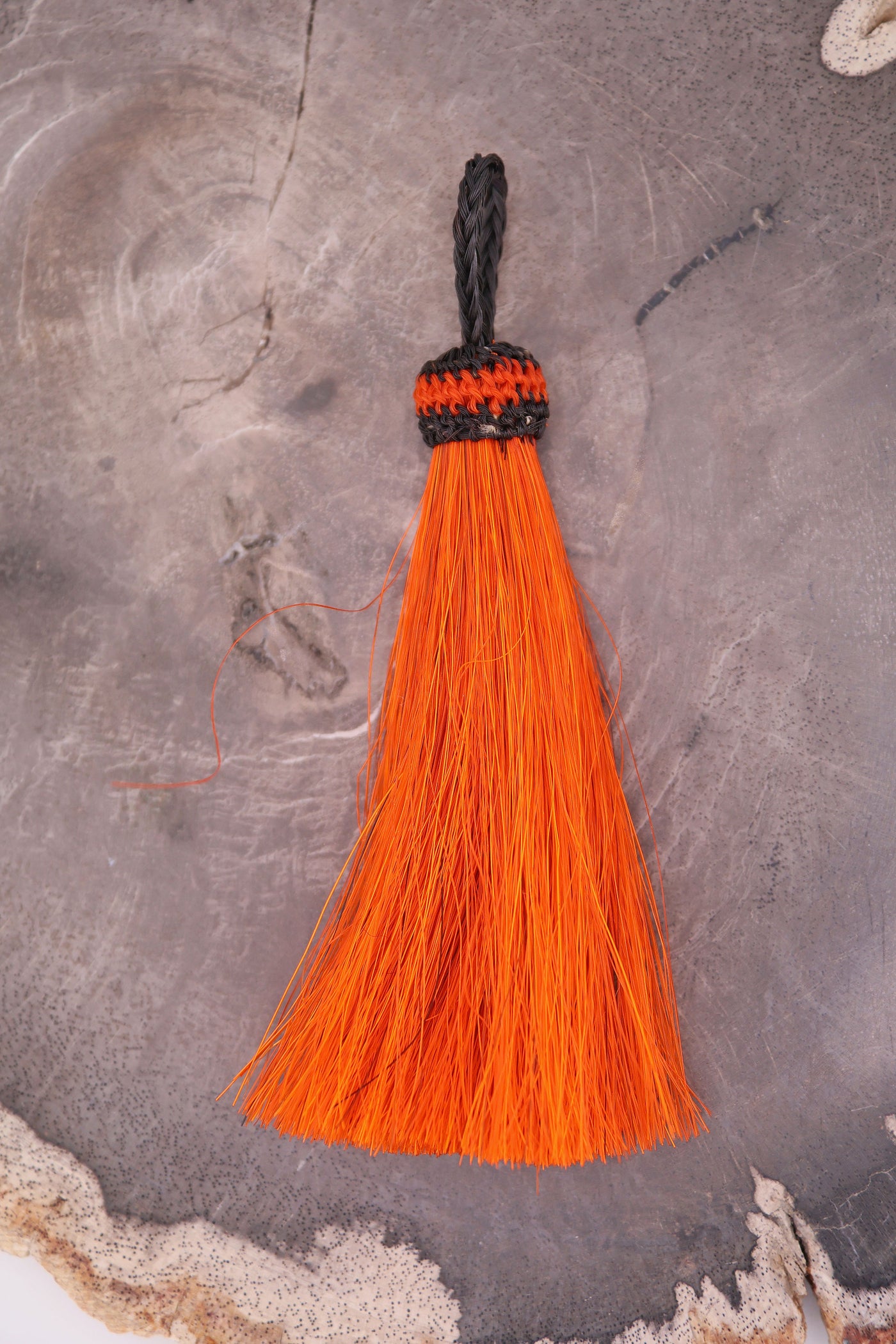 Orange 4.5" Dyed Horse Hair Tassels, Ethically Made, 1 piece for jewelry making, purse charms.