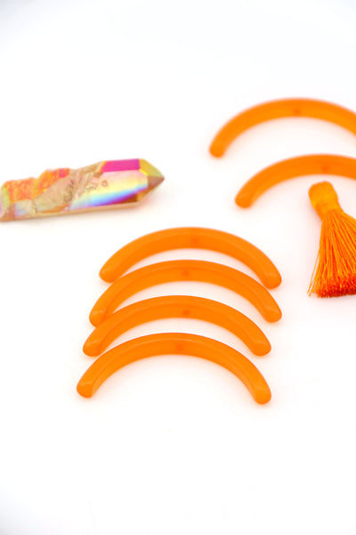 Orange Matte Moonglow Large Tribal Arc, 45mm Curved Italian Resin Bead, 1 pc. for making Showgirl Era earrings