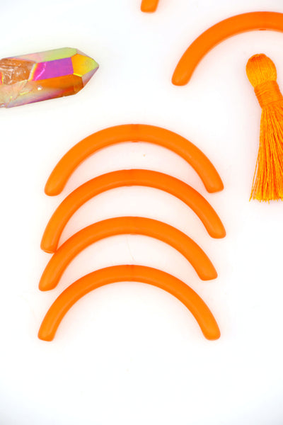 Orange Matte Moonglow Large Tribal Arc, 45mm Curved Italian Resin Bead, 1 pc. for making Halloween Jewelry