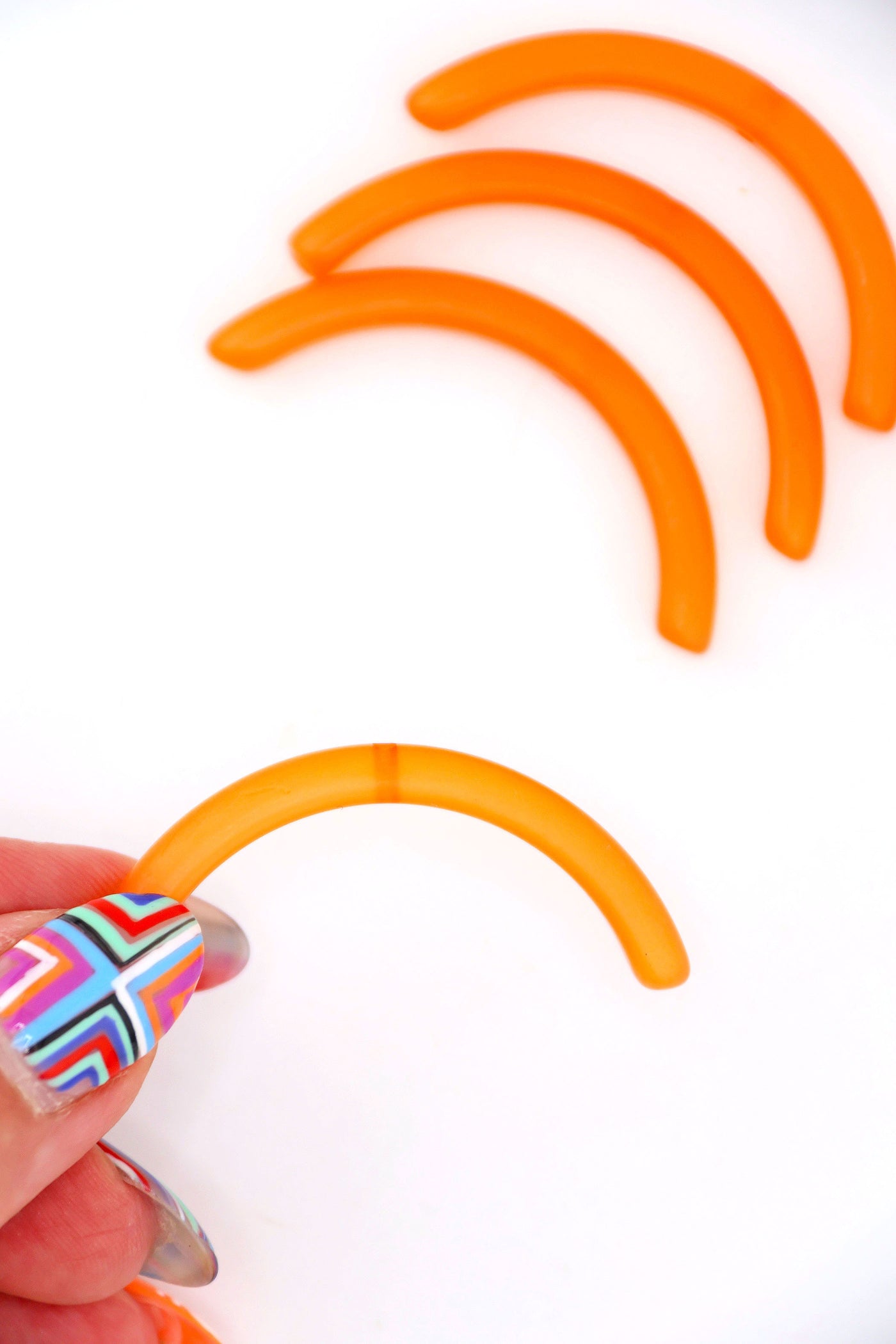 Orange Matte Moonglow Large Tribal Arc, 45mm Curved Italian Resin Bead, 1 pc. for making Showgirl Era earrings