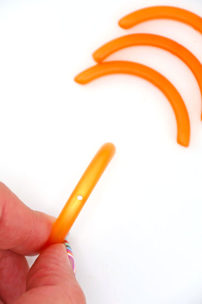 Orange Matte Moonglow Large Tribal Arc, 45mm Curved Italian Resin Bead, 1 pc. for making Halloween Jewelry