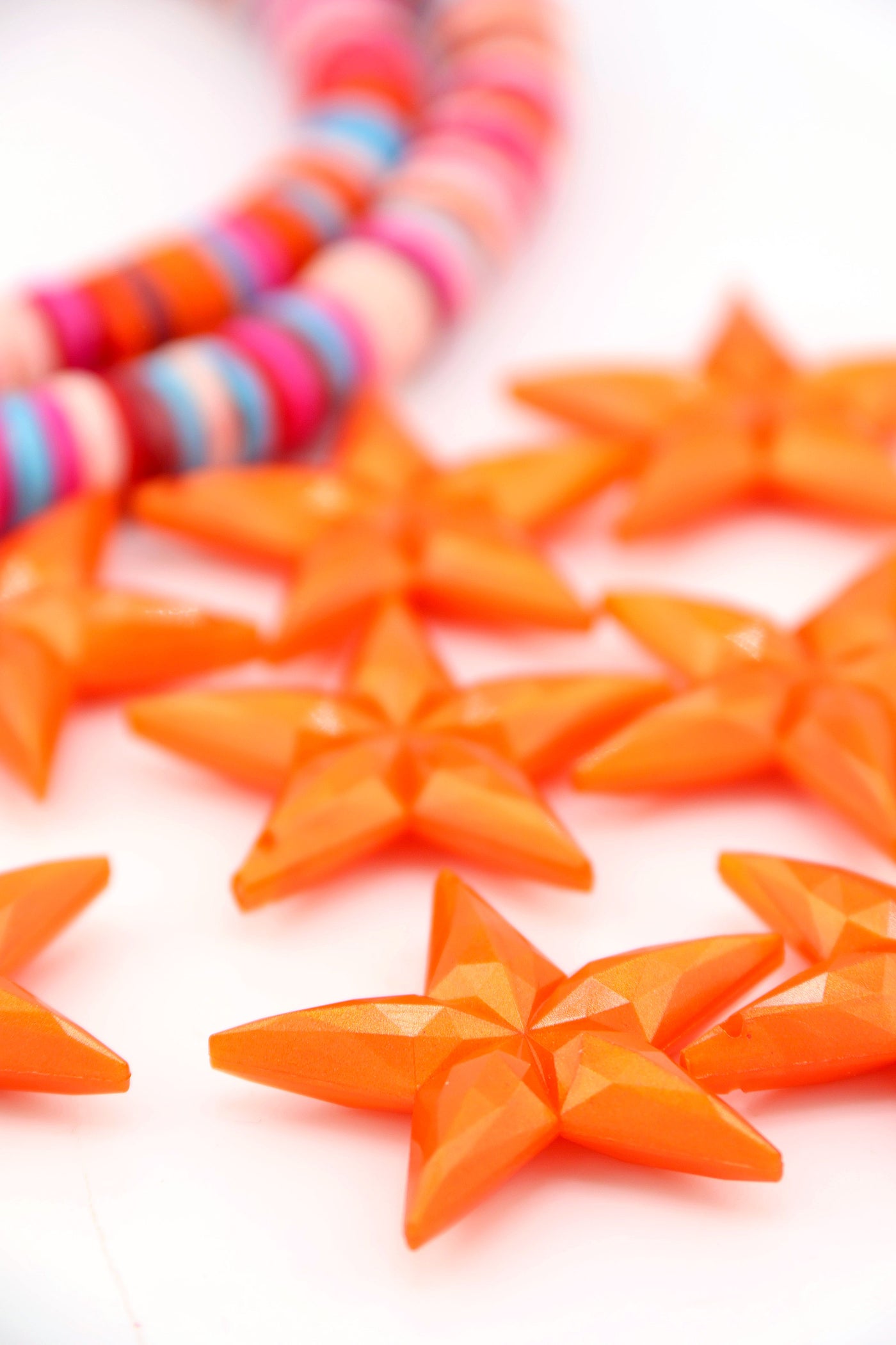 Orange Faceted Star German Resin Charm, 34mm, 1 Pendant for DIY Jewelry