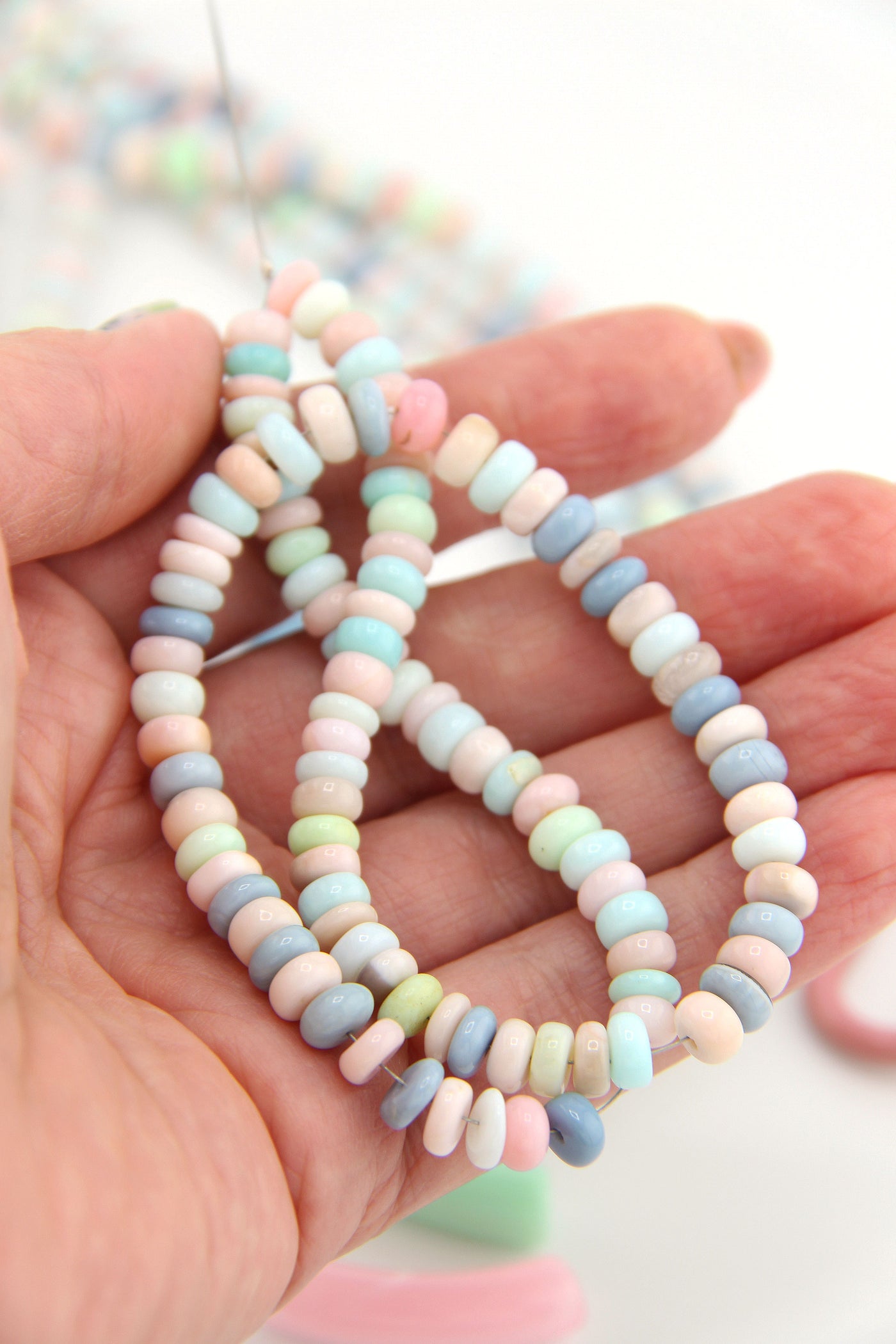 Pastel Multi Color Ethiopian Opal Smooth Rondelle Beads, AA, 6mm