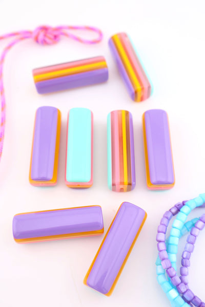 Sherbet Striped Italian Poly Resin Tube Beads, 12x35mm, 1 Focal Bead from Ava Motherwell