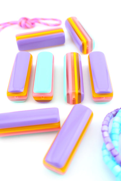 Sherbet Striped Italian Poly Resin Tube Beads, 12x35mm, 1 Focal Bead from Ava Motherwell