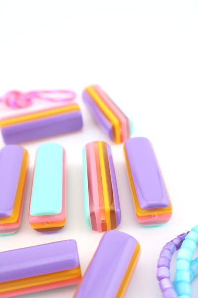 Sherbet Striped Italian Poly Resin Tube Beads, 12x35mm, 1 Focal Bead from Ava Motherwell