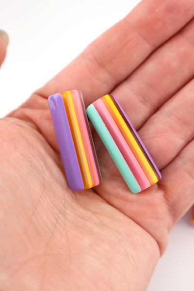 Sherbet Striped Italian Poly Resin Tube Beads, 12x35mm, 1 Focal Bead from Ava Motherwell