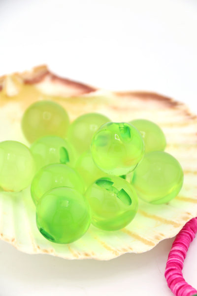 Peridot Green Baubles, 22mm Italian Resin Beads, 1 Top Drilled Focal Bead, Large Beads for making fisherman core jewelry