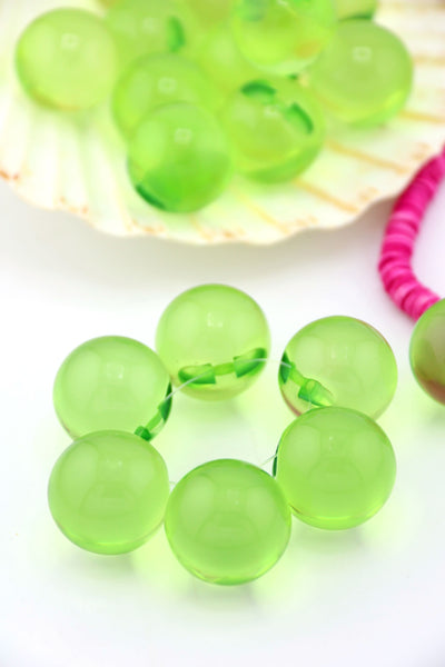 Peridot Green Baubles, 22mm Italian Resin Beads, 1 Top Drilled Focal Bead, Large Beads for making fisherman core jewelry