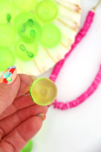 Peridot Green Baubles, 22mm Italian Resin Beads, 1 Top Drilled Focal Bead, Large Beads for making fisherman core jewelry