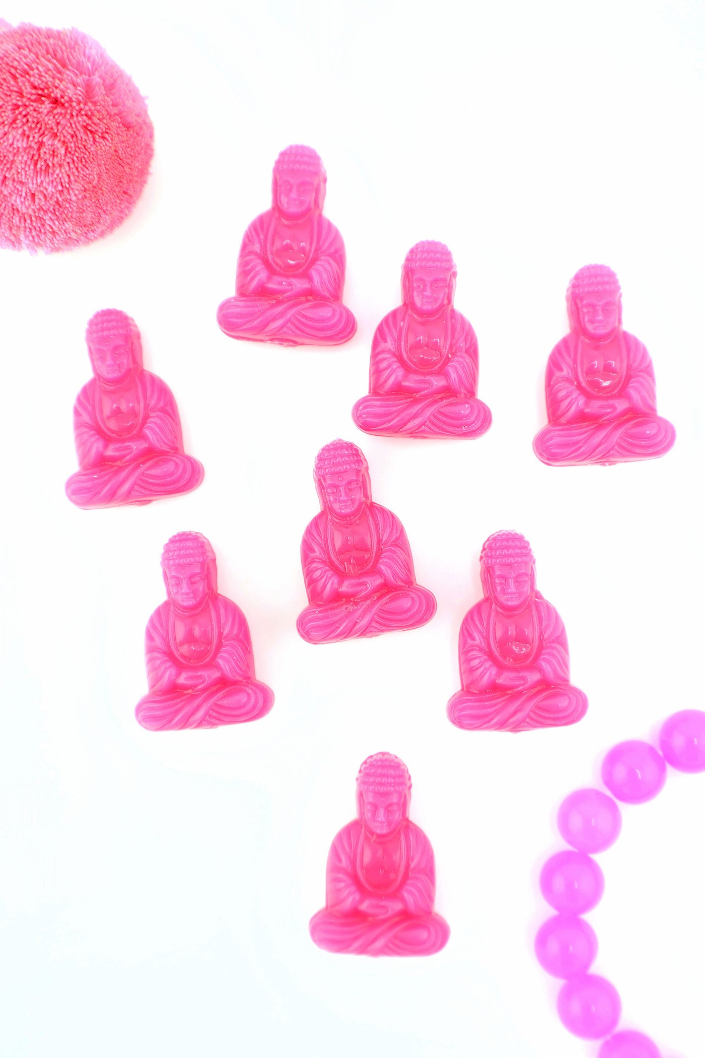 Neon Pink German Resin Buddha Charms from Ava Motherwell Collection, for making DIY Jewelry