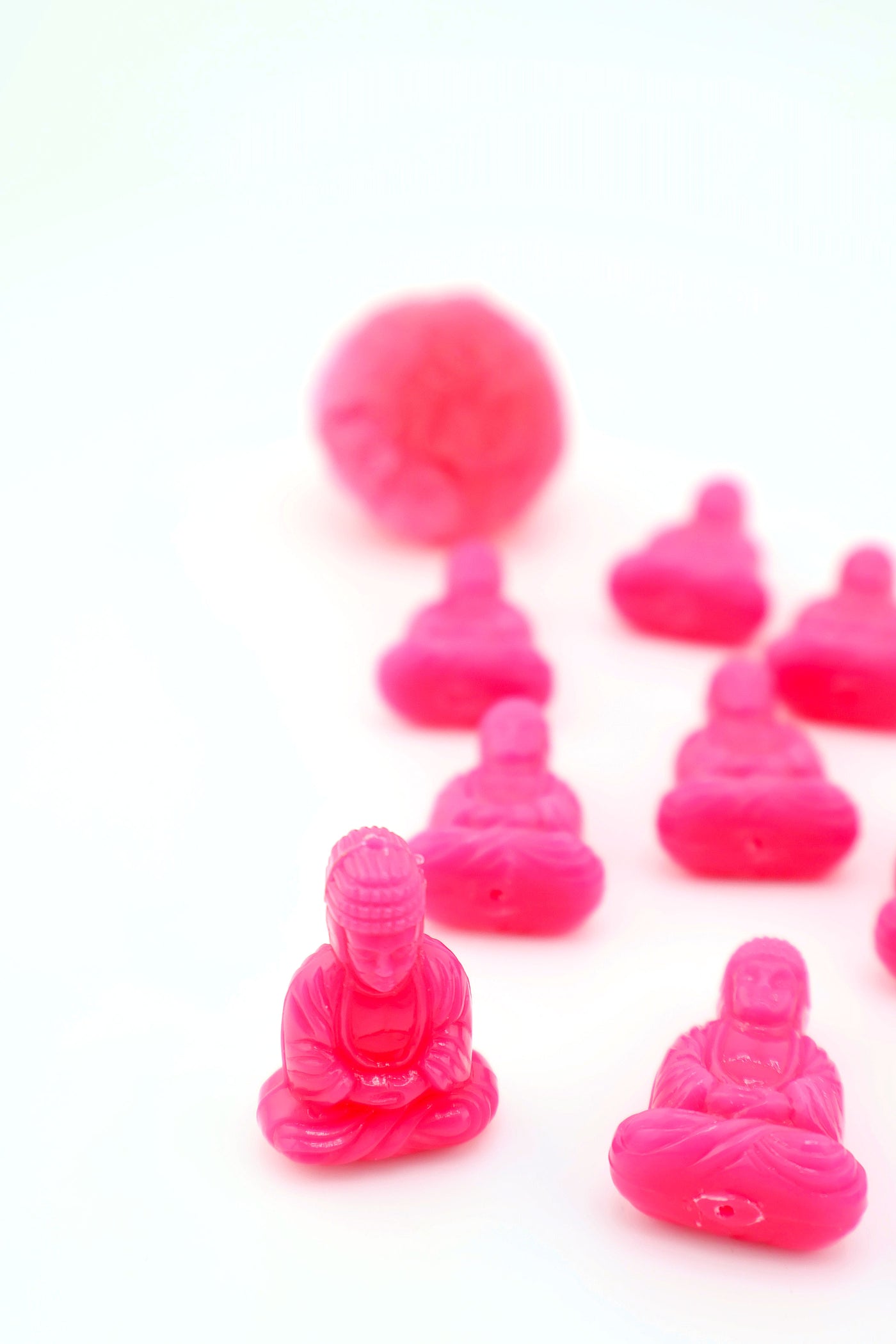 Neon Pink German Resin Buddha Charms from Ava Motherwell Collection, for making DIY Jewelry