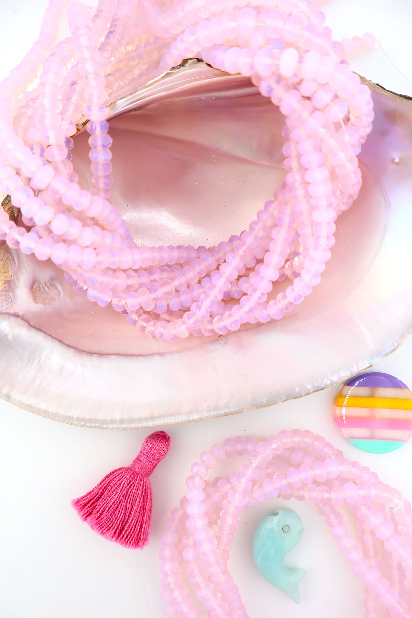 Pink Jellyfish Opalite Faceted Glass Rondelle Beads, 6mm. perfect for making beginner DIY jewelry.