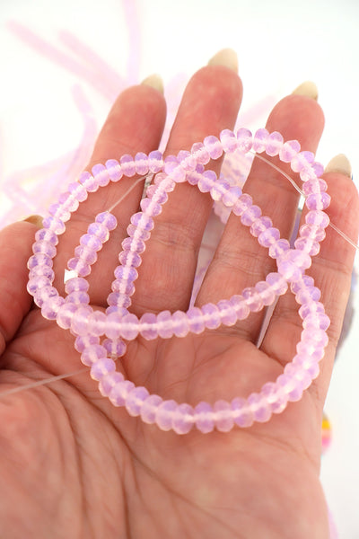 Pink Jellyfish Opalite Faceted Glass Rondelle Beads, 6mm. perfect for making beginner DIY jewelry.